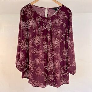 41 Hawthorne plum floral blouse